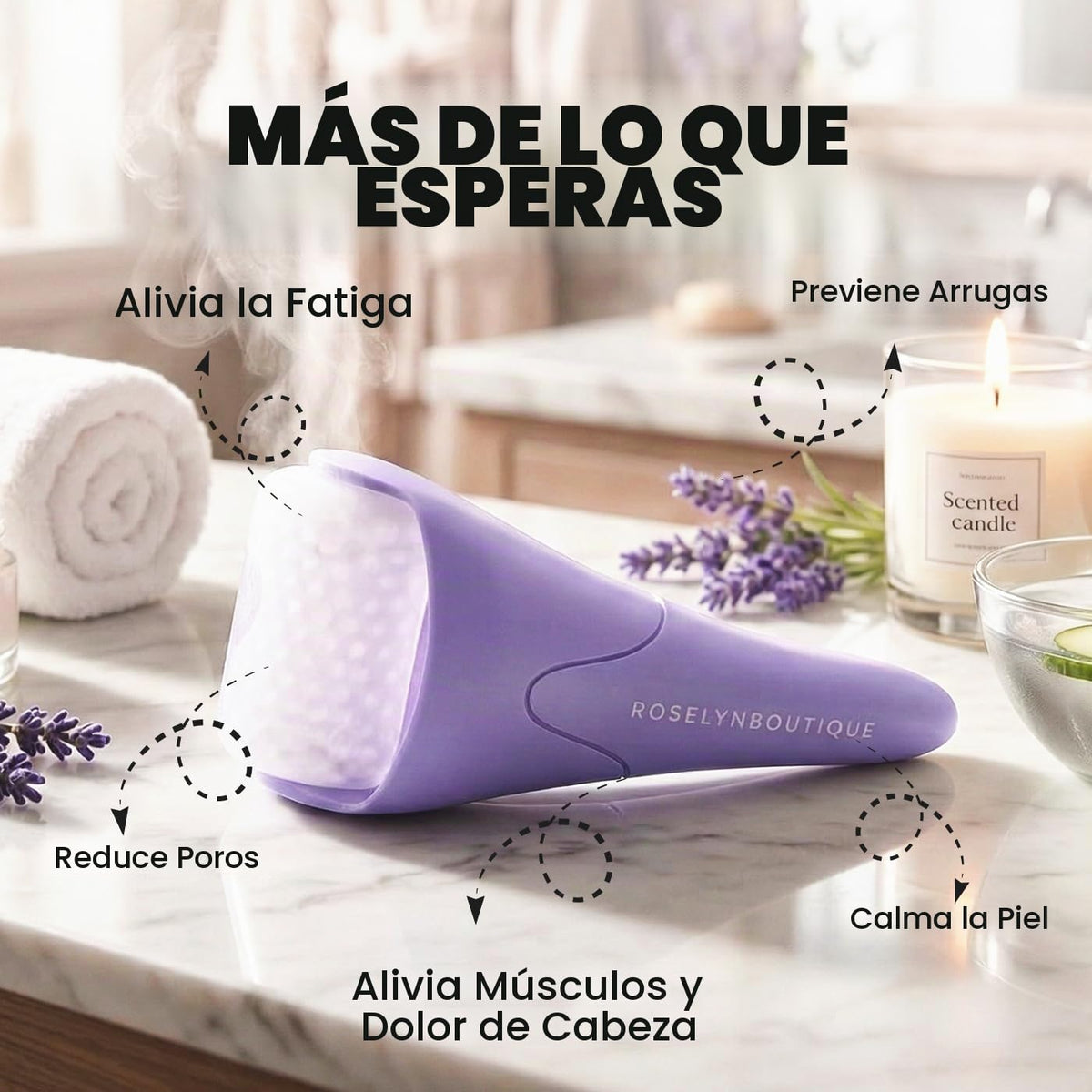 ROSELYNBOUTIQUE Rodillo de hielo para la cara, palo masajeador para...
