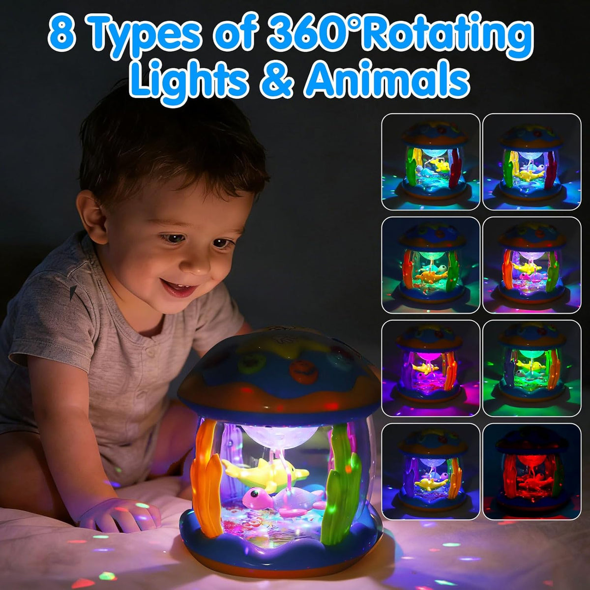 Tsomtto Juguetes Musicales para Bebés de 12 Meses Proyector Girator...