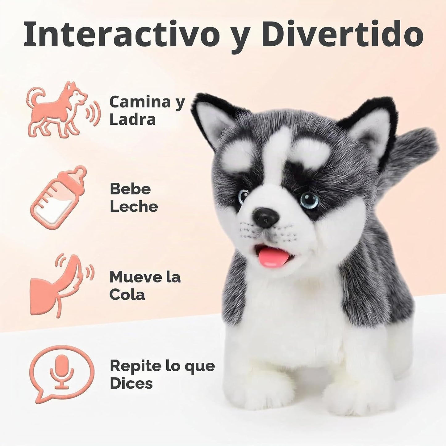 CU-MATE Juguete electrónico para perro que camina, cachorro de husk...
