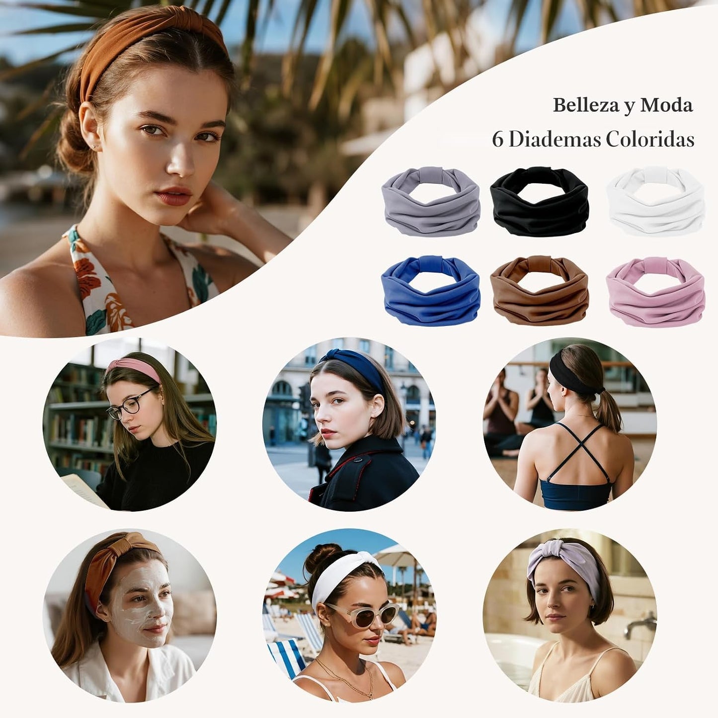 HSEM Diademas para mujer, bandas elásticas anchas para la cabeza, b...