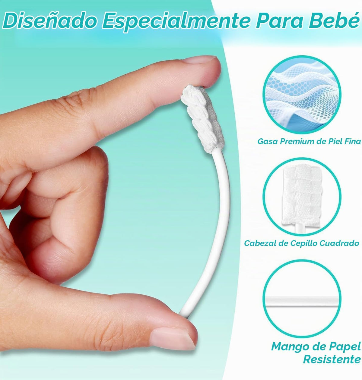 Foily Paquete de 60 gasas limpiadoras de lengua para bebés con cepi...
