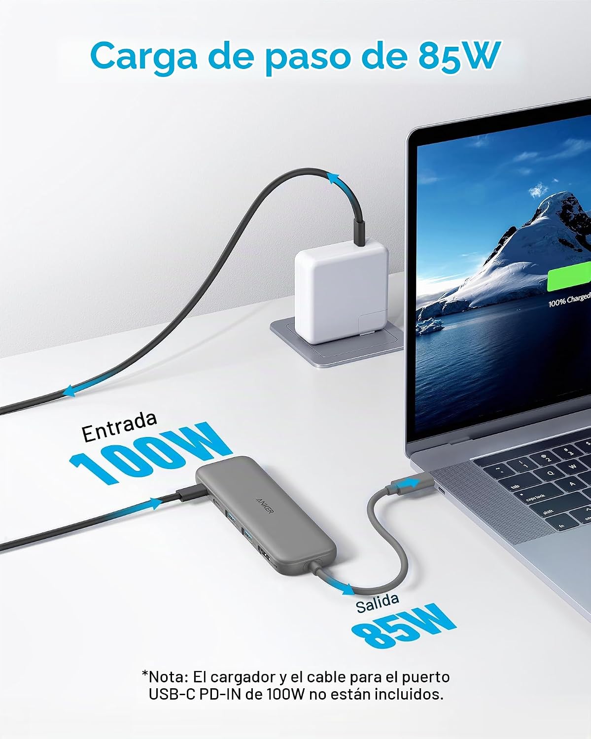 Anker Hub USB C, divisor USBC a HDMI 5 en 1 con pantalla 4K | PD má...