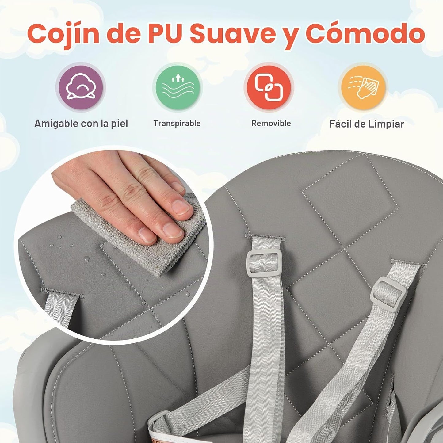 HONEY JOY Silla alta para bebé, silla alta convertible 6 en 1 de ma...