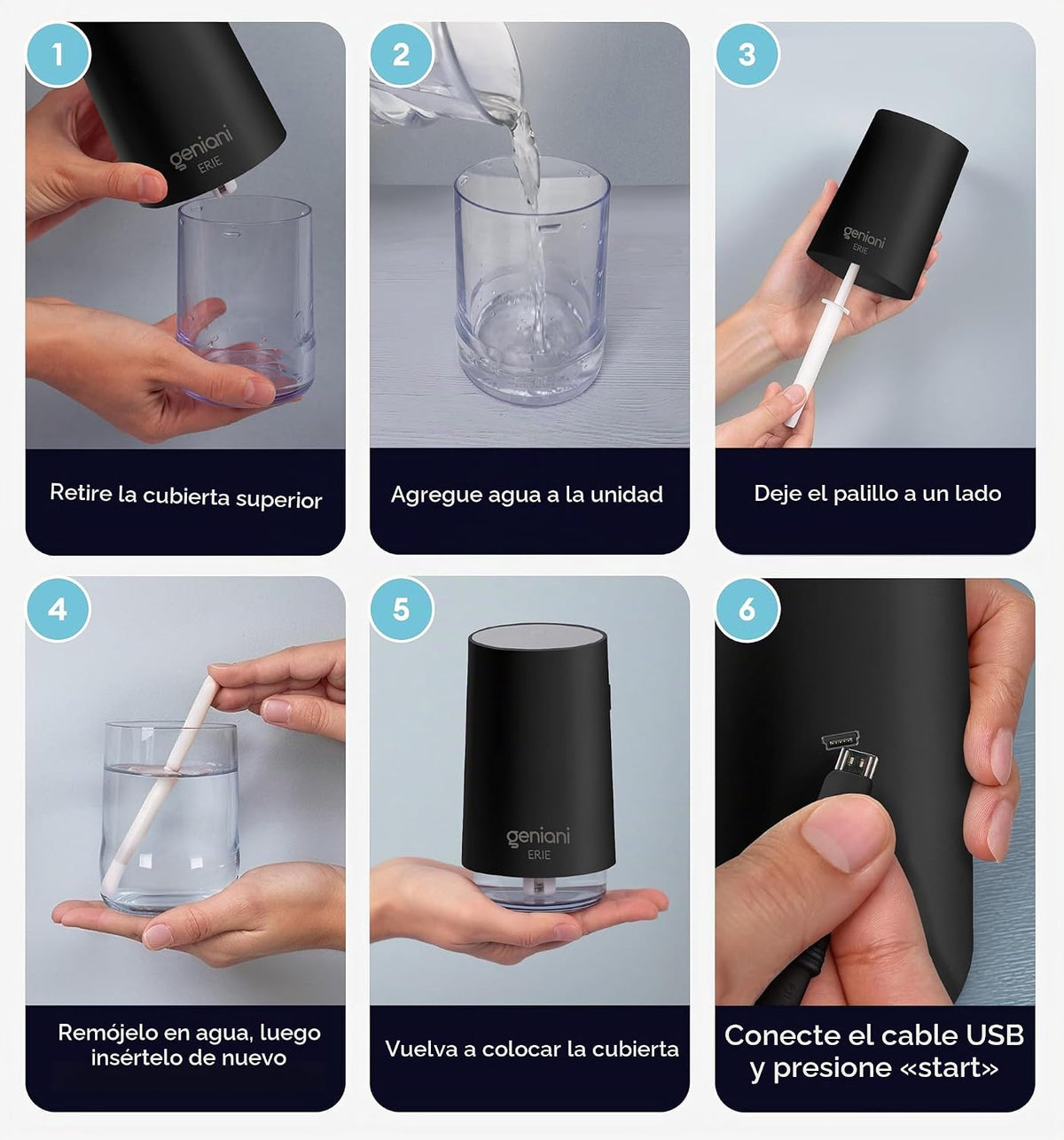 GENIANI Humidificador portátil pequeño de niebla fría, alimentado p...