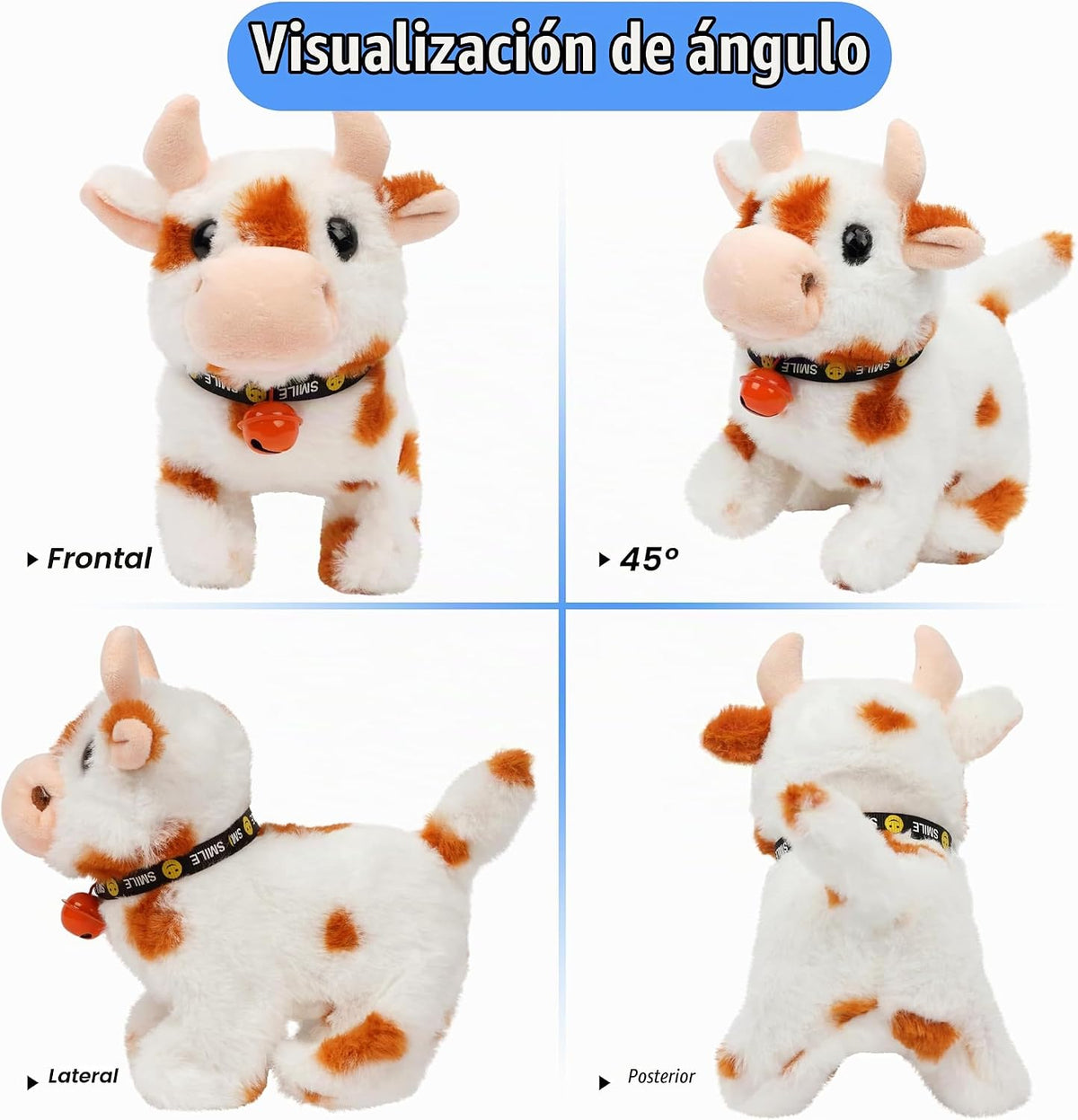 Hopearl Vaca caminante interactiva de peluche electrónico diario de...