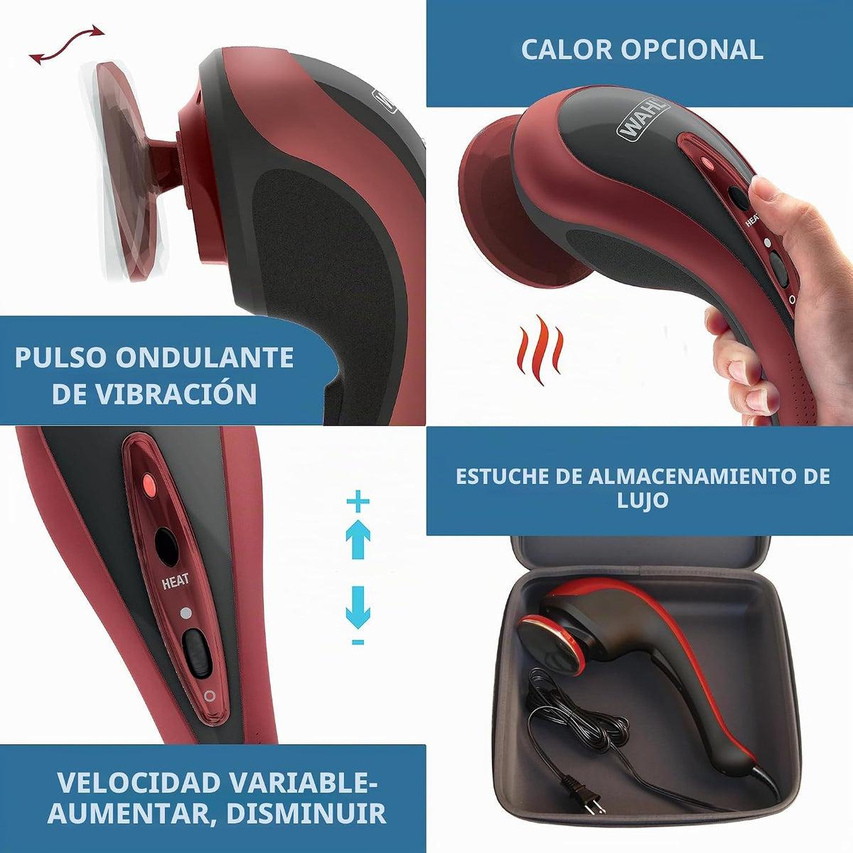 Wahl Clipper Deluxe - Kit de masaje giratorio de mano con cable de...