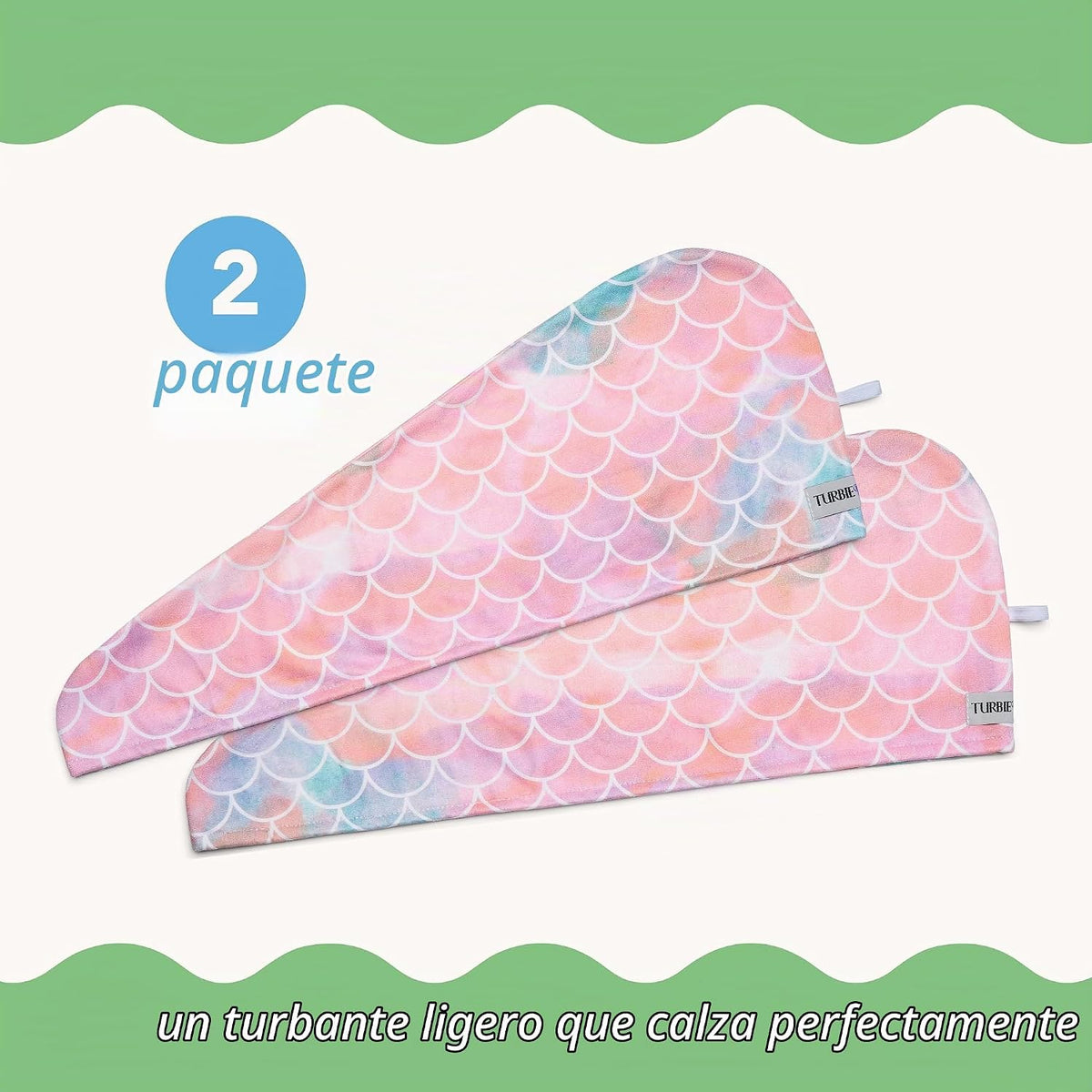 Turbie Twist Paquete de 2 toallas de microfibra para el cabello par...