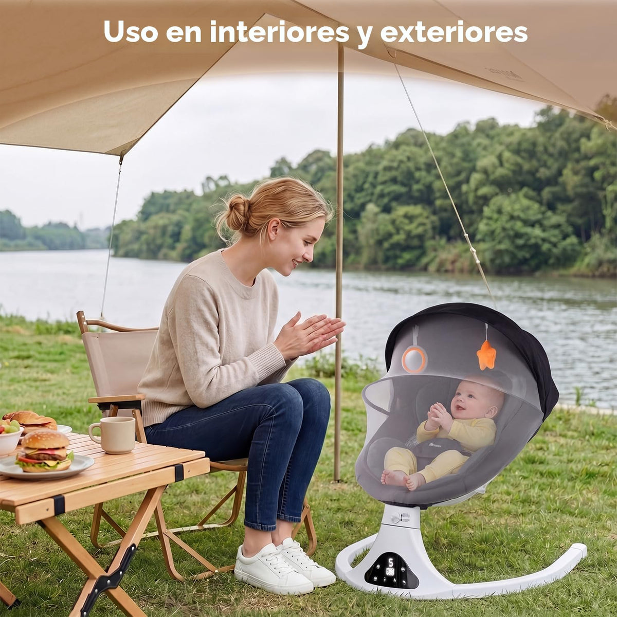Columpio eléctrico para bebés y niños pequeños | Columpio portátil...