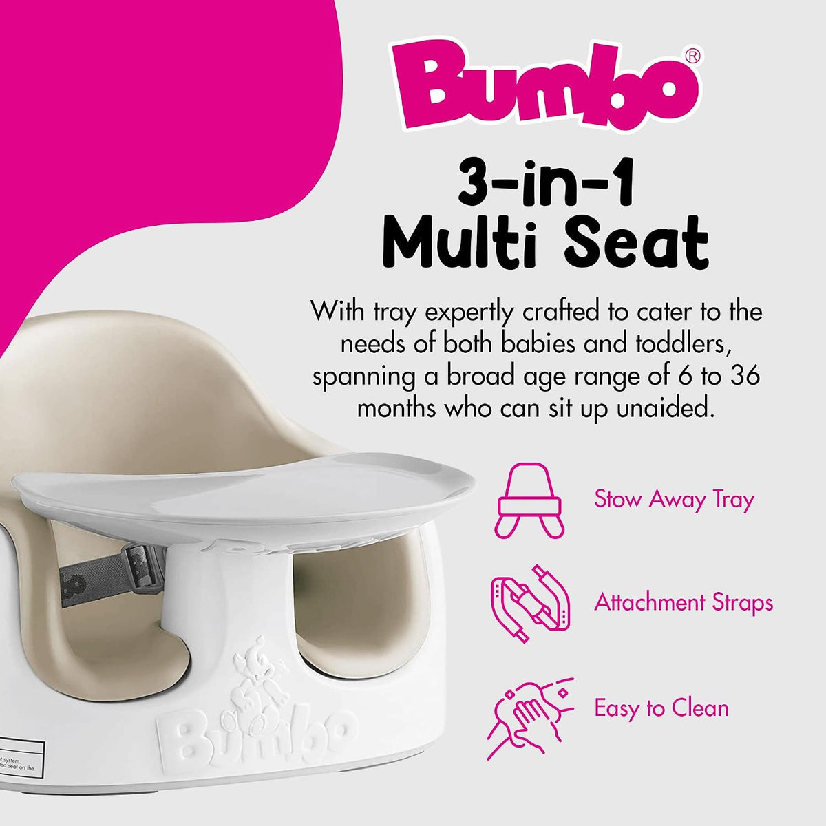 Bumbo Asiento Múltiple 3 en 1 para 6 a 36 Meses, Asiento de Piso de...