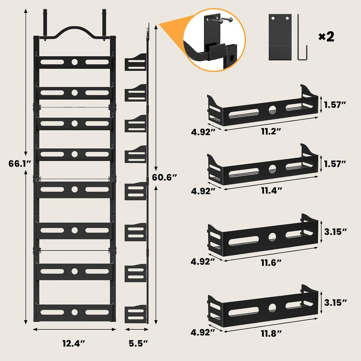 Organizador de puerta de despensa de 8 niveles, soporte de pared 2...