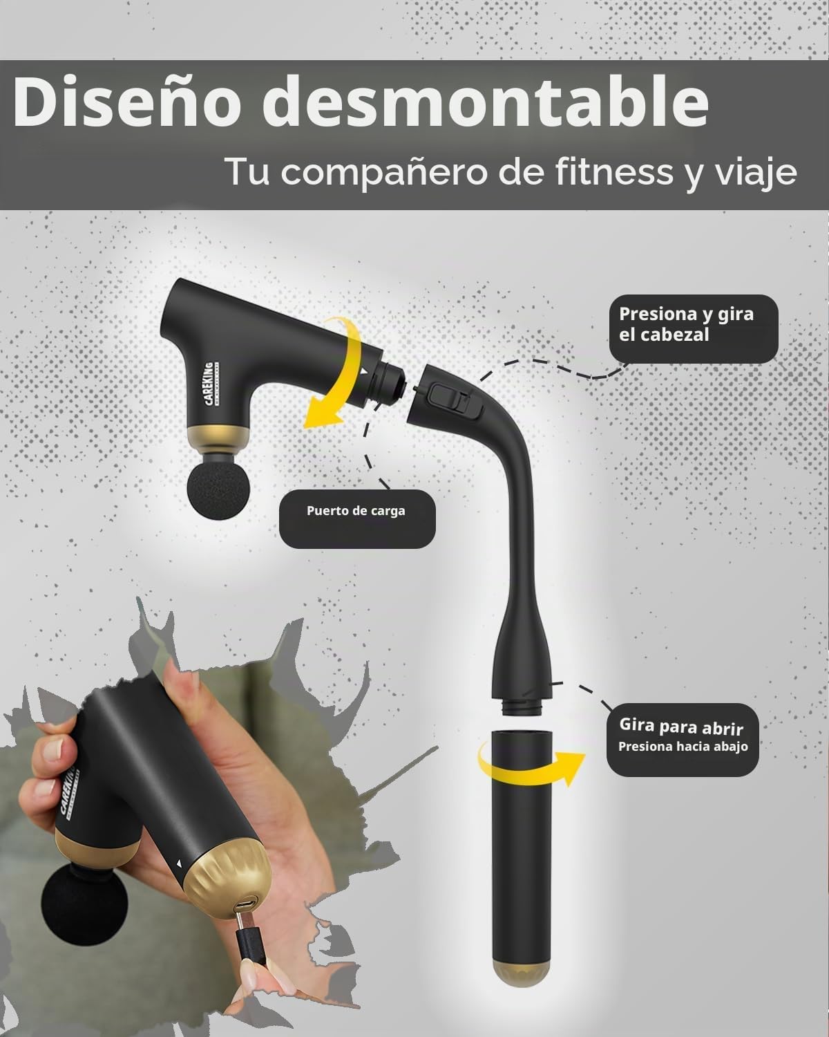 CAREKING WE ALWAYS CARE Pistola de masaje muscular 3 en 1 con mango...