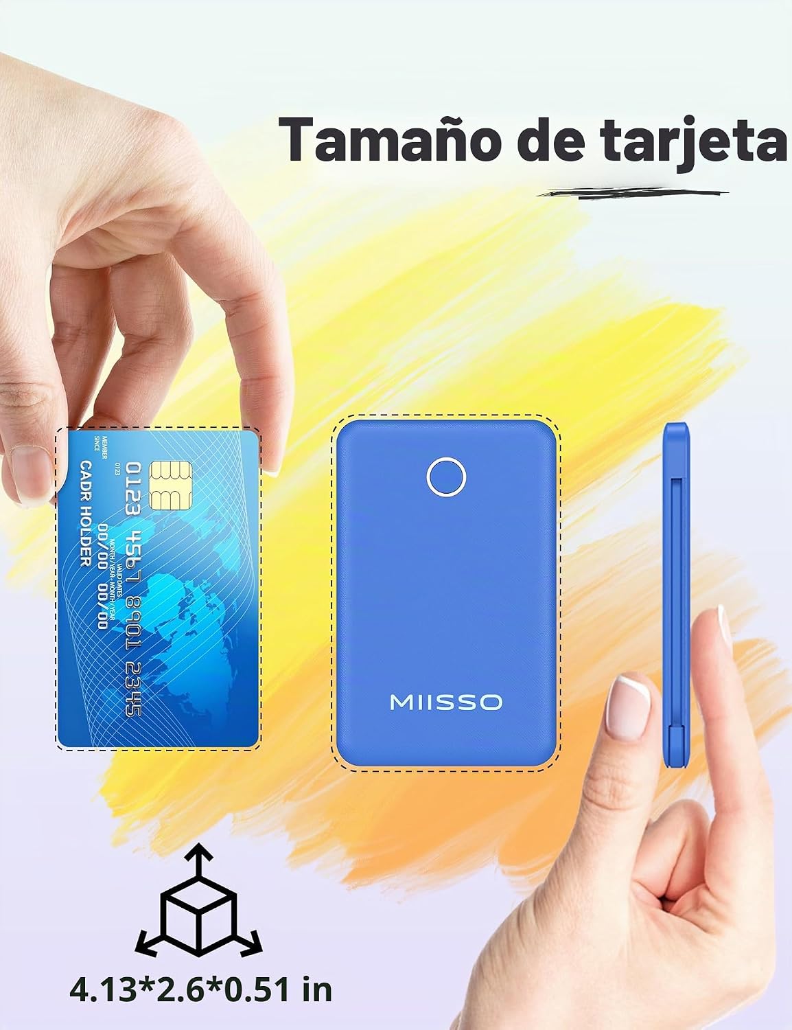 miisso - Batería externa de 6000 mAh ultradelgada con cables incorp...