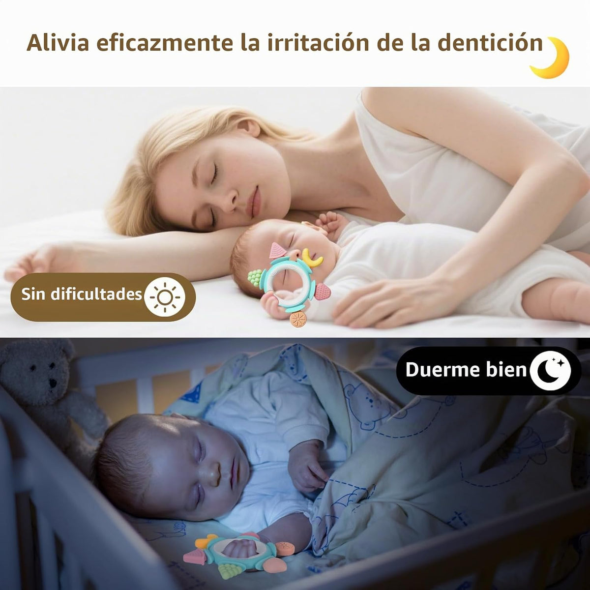 Hooku Mordedores de silicona para bebés de 6 a 12 meses, juguetes d...