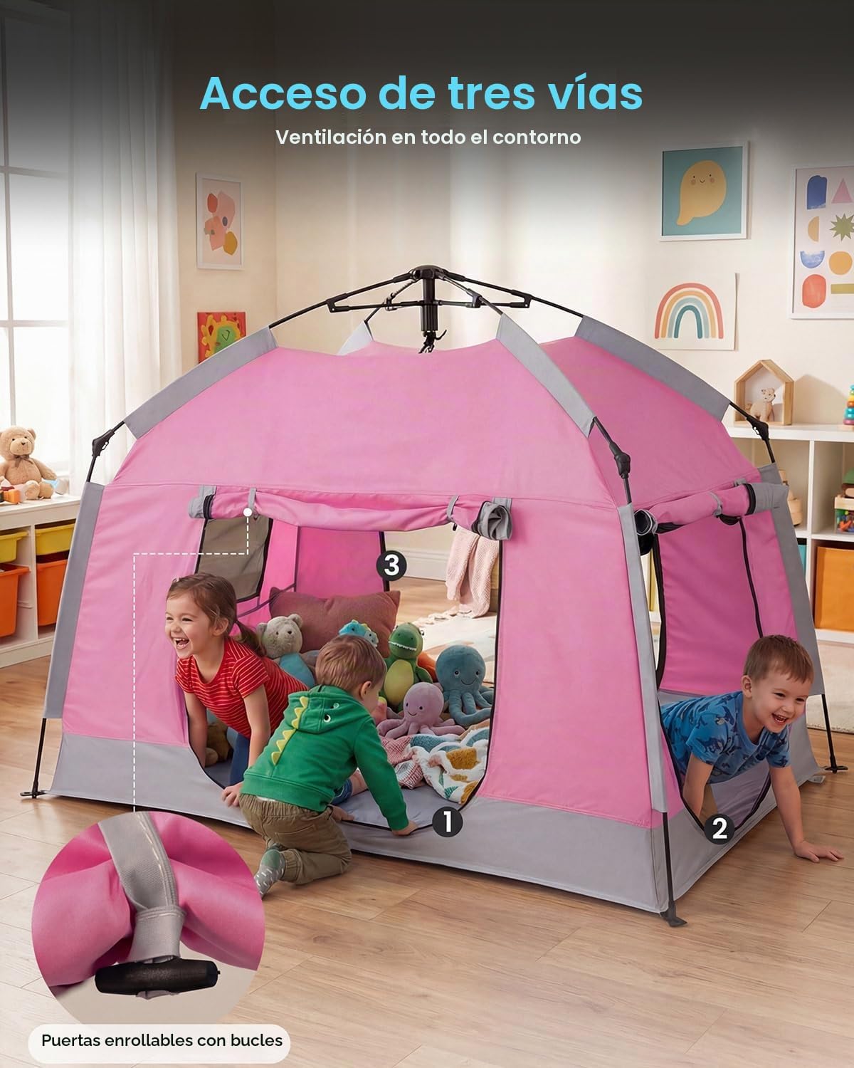 Tienda de campaña para niños, casa de juegos portátil, fácil de ins...