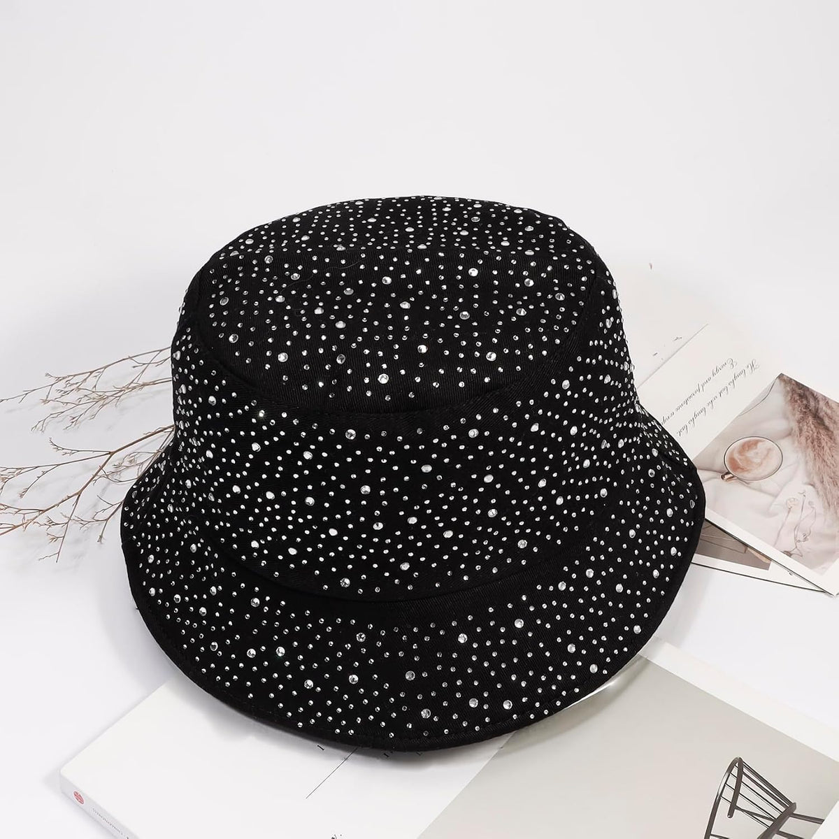 MILAKOO Sombrero de pescador con purpurina brillante con diamantes...