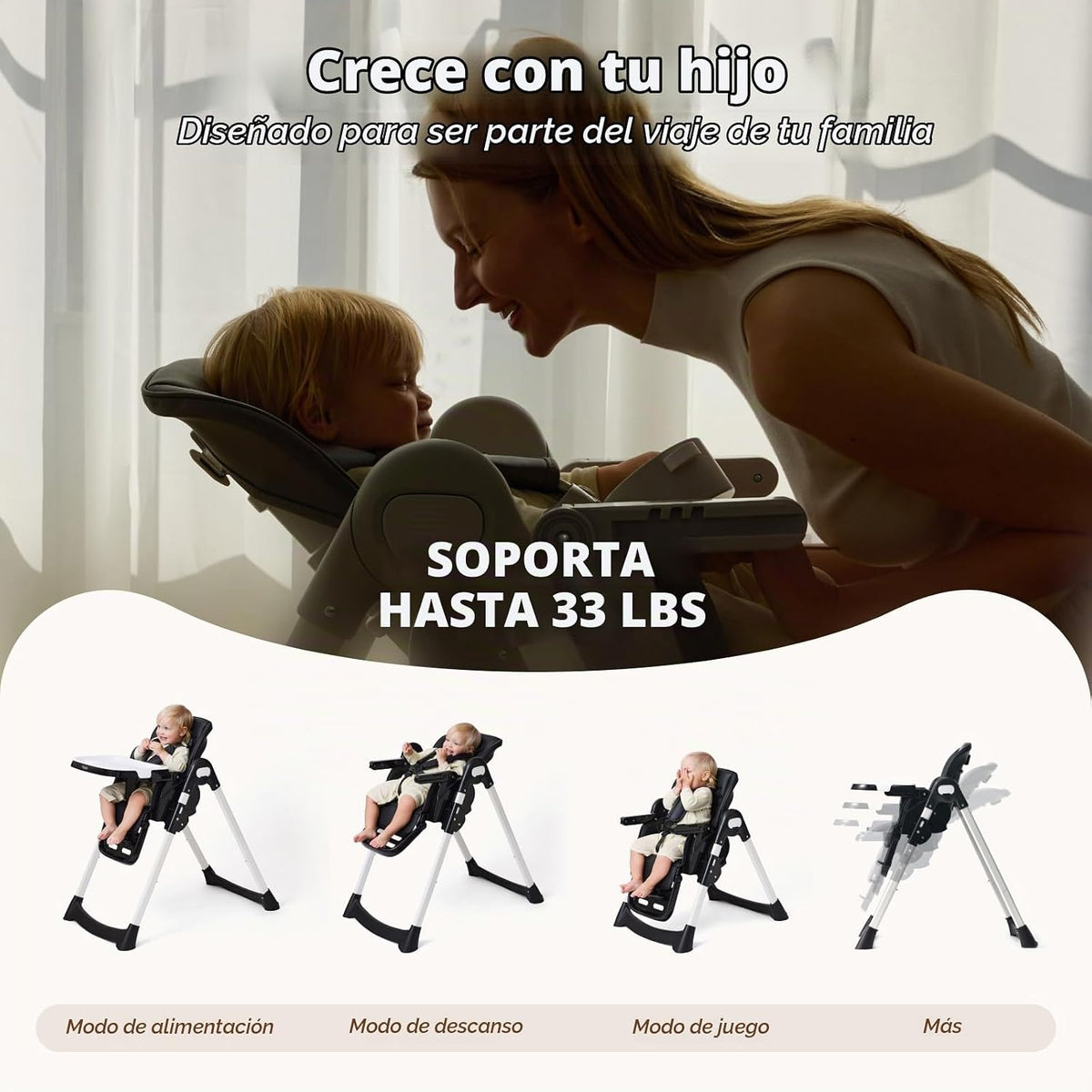 Tinyiota Silla alta 4 en 1 para bebés y niños pequeños con ruedas,...