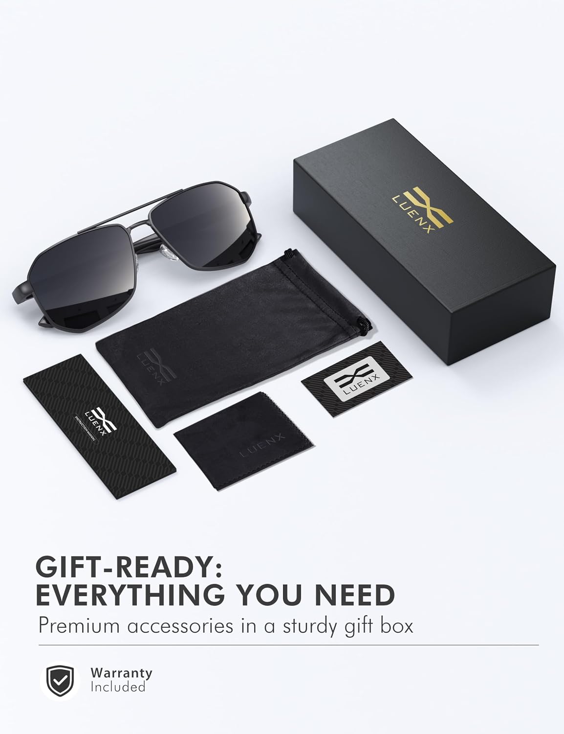 LUENX - Gafas de sol Aviator para hombres con lentes polarizadas po...