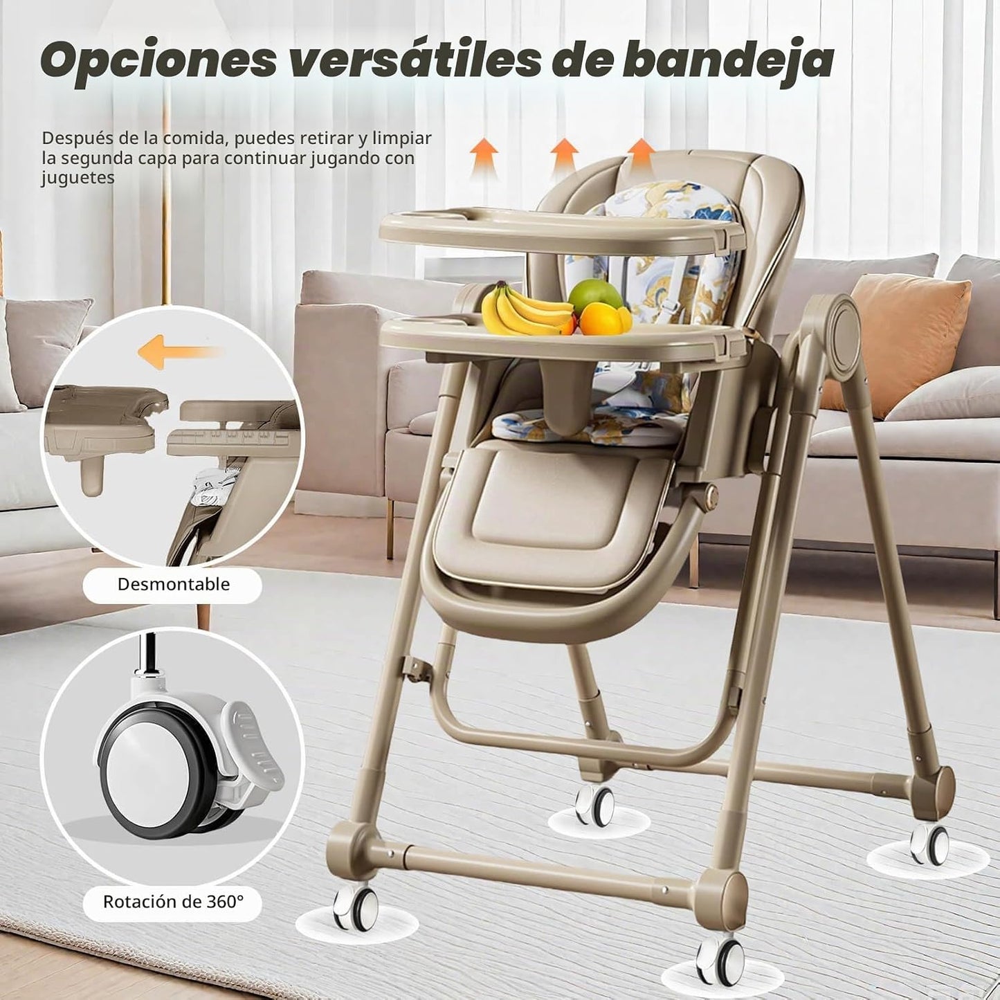 UMGOOGOO Trona Multifuncional Todo en 1 para Bebés con Balancín par...