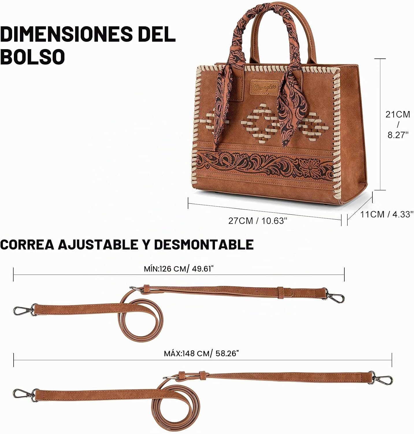 Montana West Wrangler Tooling Tote Bag para mujer, bolsos con asa s...