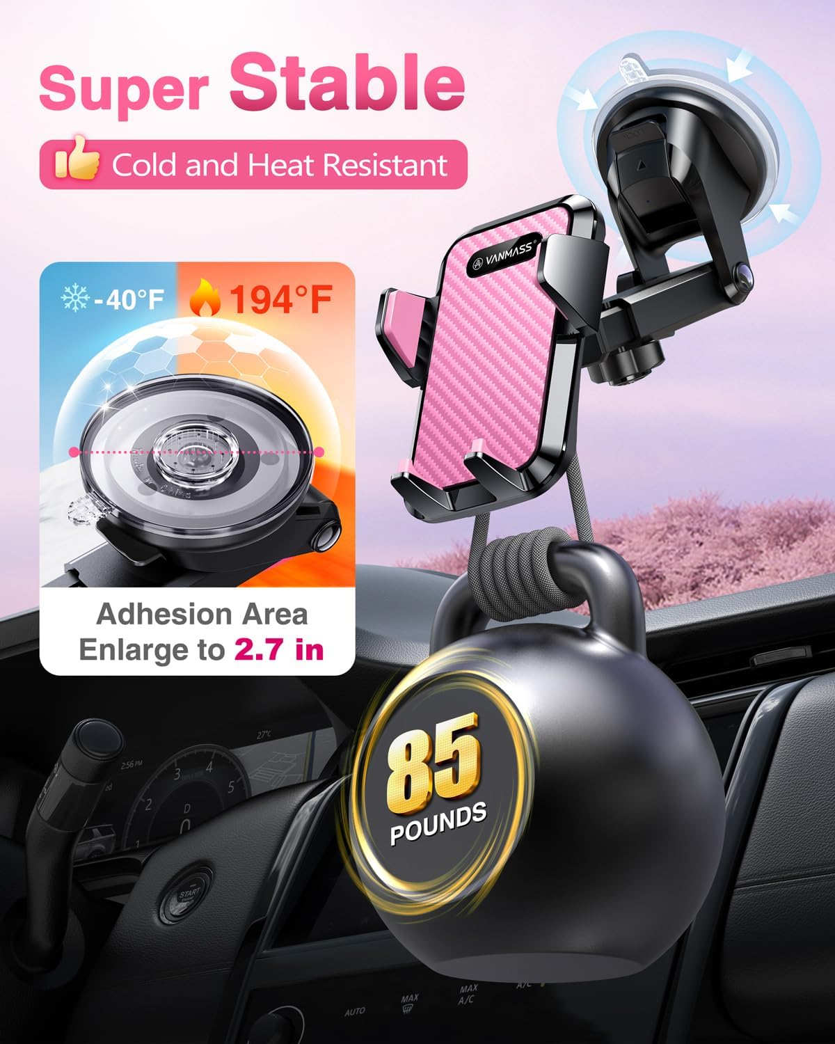 VANMASS Soporte universal para teléfono de automóvil, patente y cer...