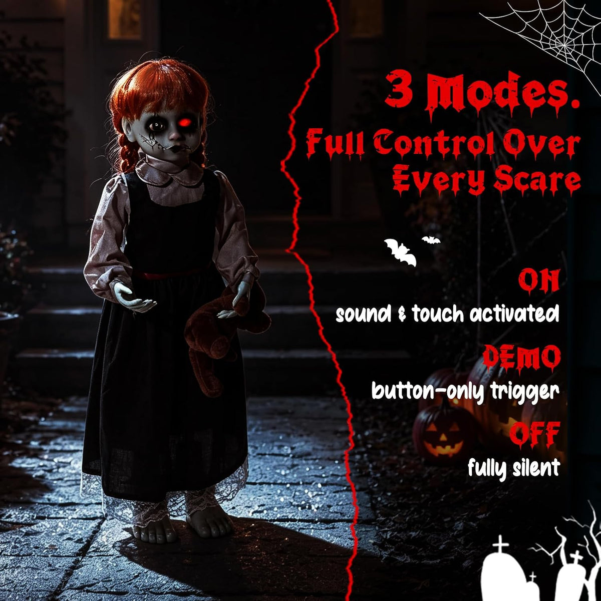 Quntis Niña embrujada animatrónica de Halloween de 35 pulgadas con...