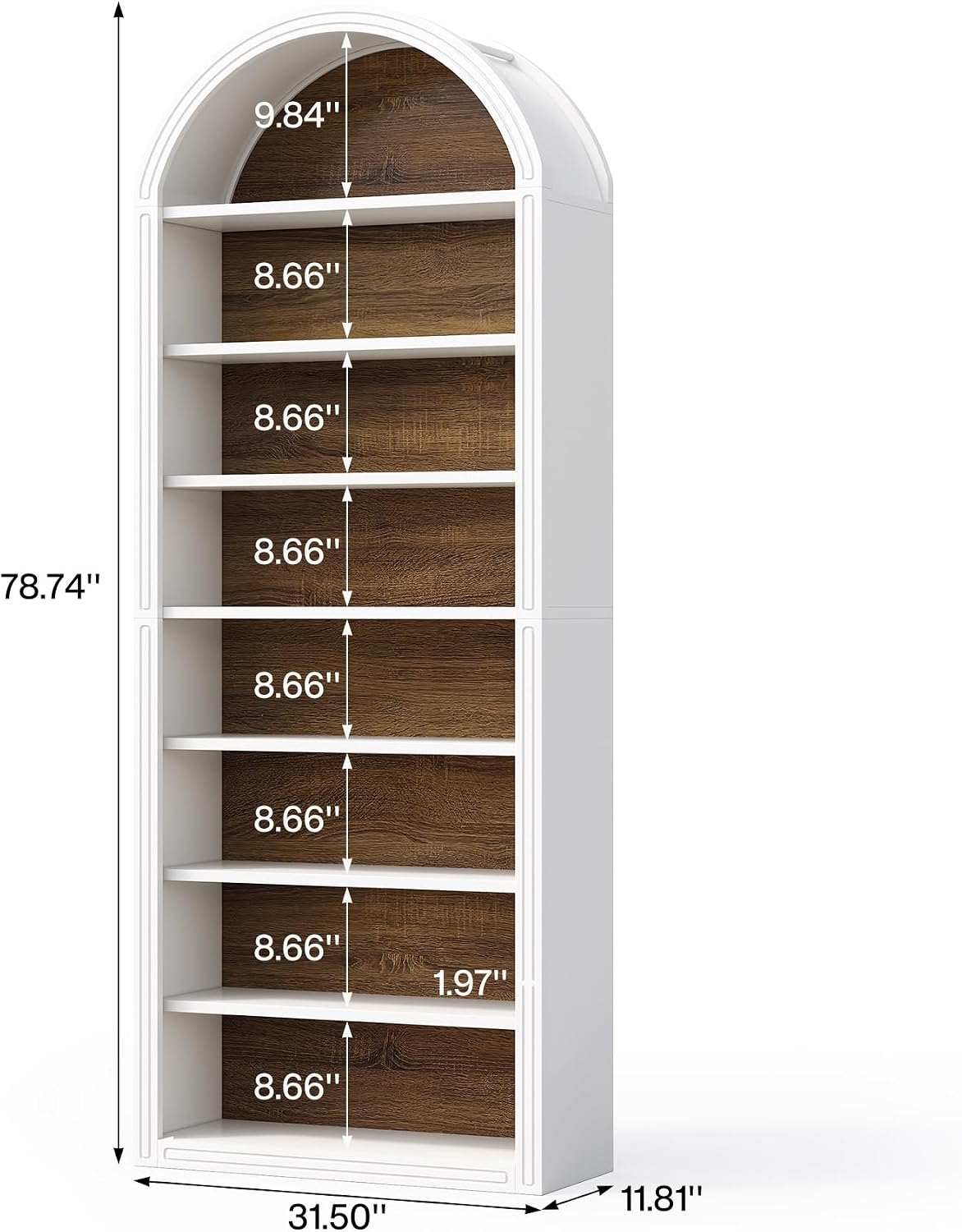 LITTLE TREE Estantería arqueada de 8 niveles, estantería de 78.74 p...