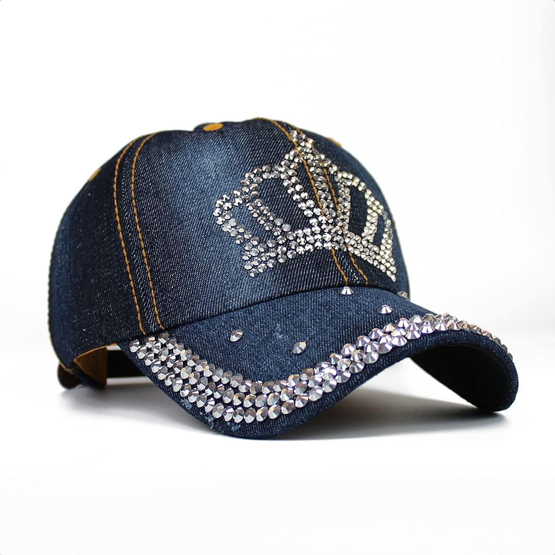 Gorra de béisbol ajustable para mujer, con diamantes de imitación b...