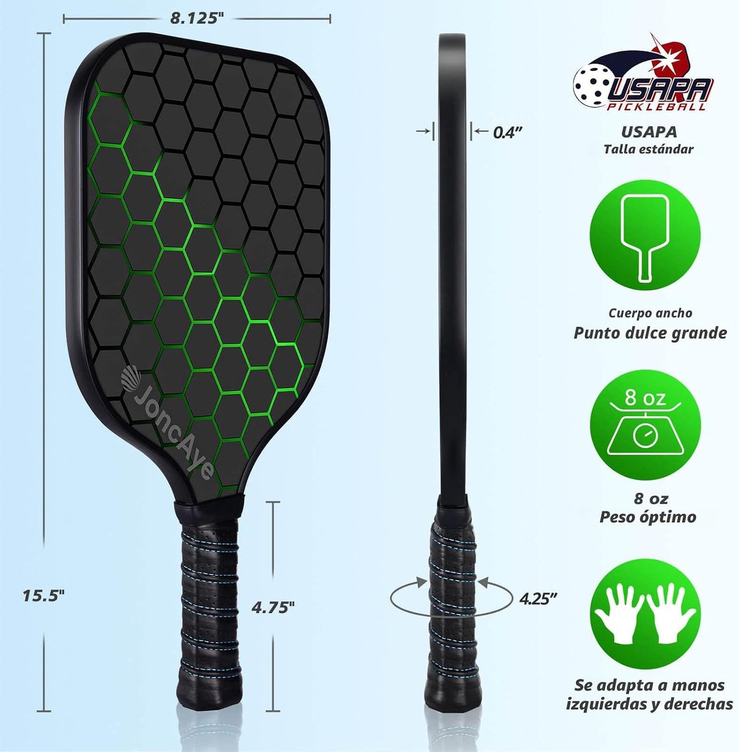 JoncAye Pickleball Paddles Juego de 4 o 2, raquetas de fibra de vid...