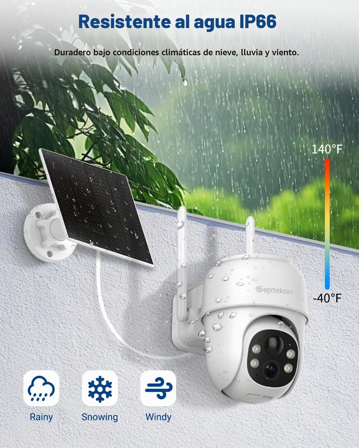 Septekon 2 paquetes de cámaras de seguridad PTZ 360° inalámbricas p...