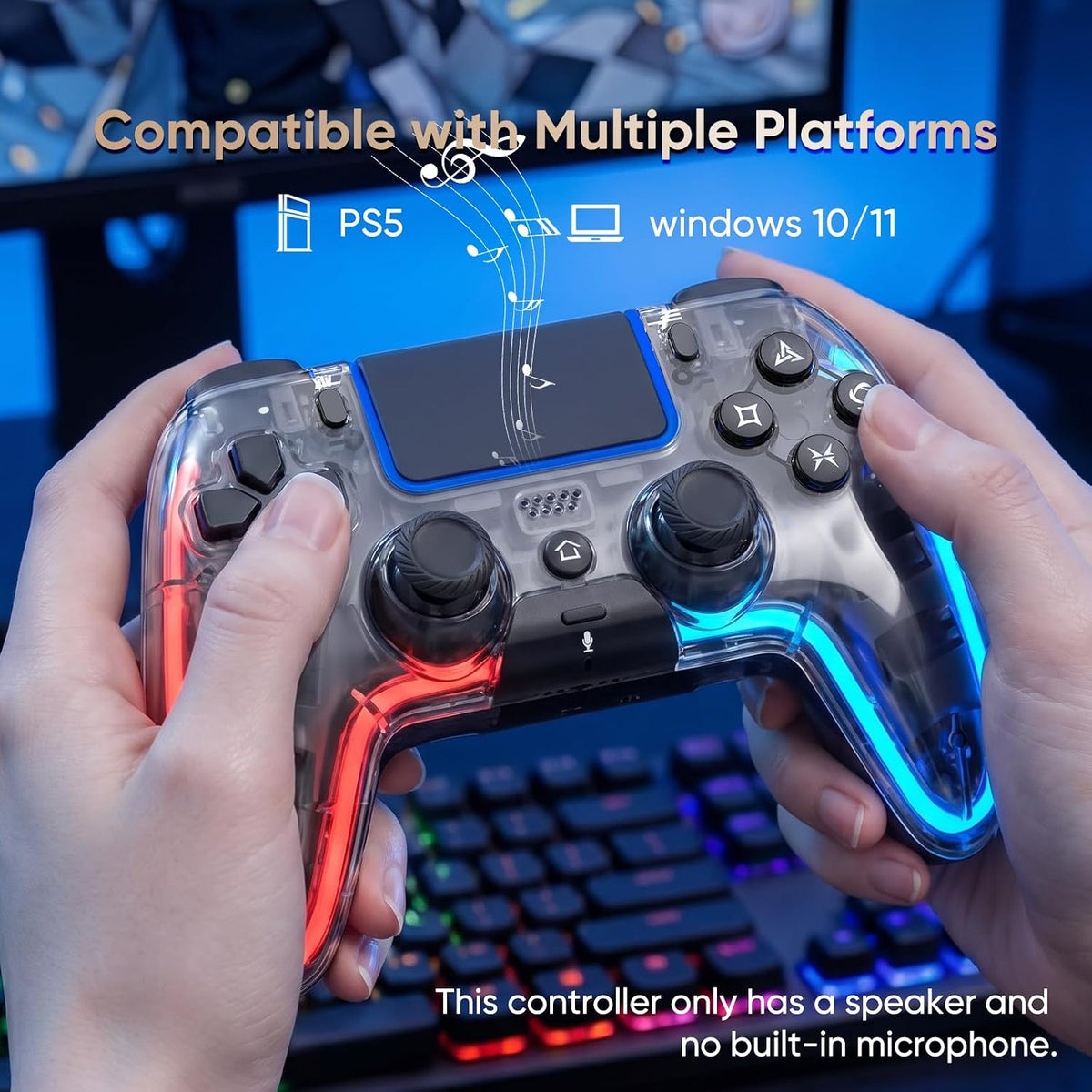 Controlador LED BETMI para PS5, Pro\/Slim\/Android\/MAC\/Steam Deck...