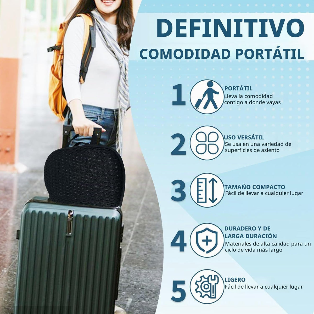 Newivi Cojín respirable portátil del asiento, suave plegable para e...