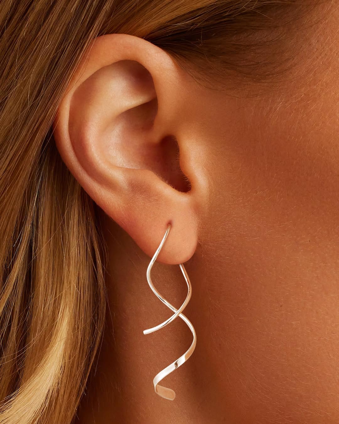 Bvuem Aretes Colgantes Chapados en Oro de 14K\/Plata de Ley, Joyerí...