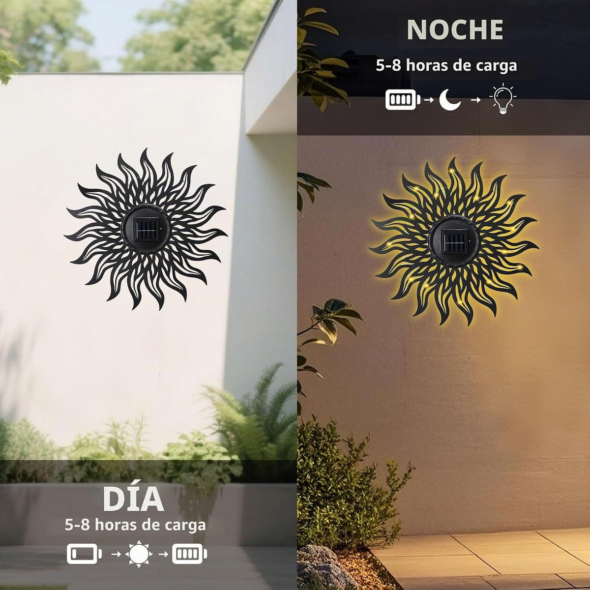 VCUTEKA Decoración al aire libre de la pared del metal del sol sola...
