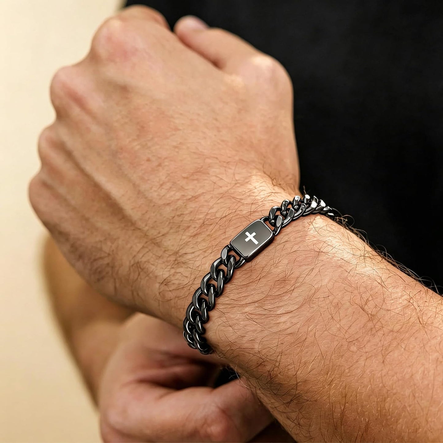 HEYOLL Pulsera de cruz con versículo bíblico para hombres y niños,...