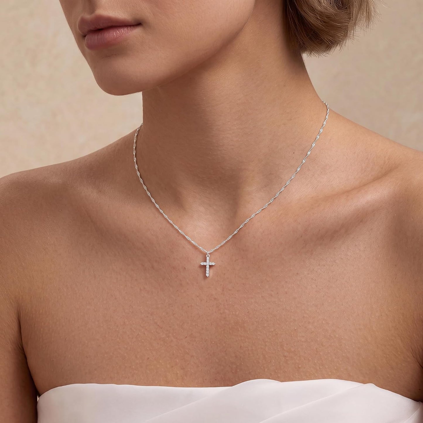 JPLJMM Collar de cruz de plata de ley S925 para mujer – Collar con...