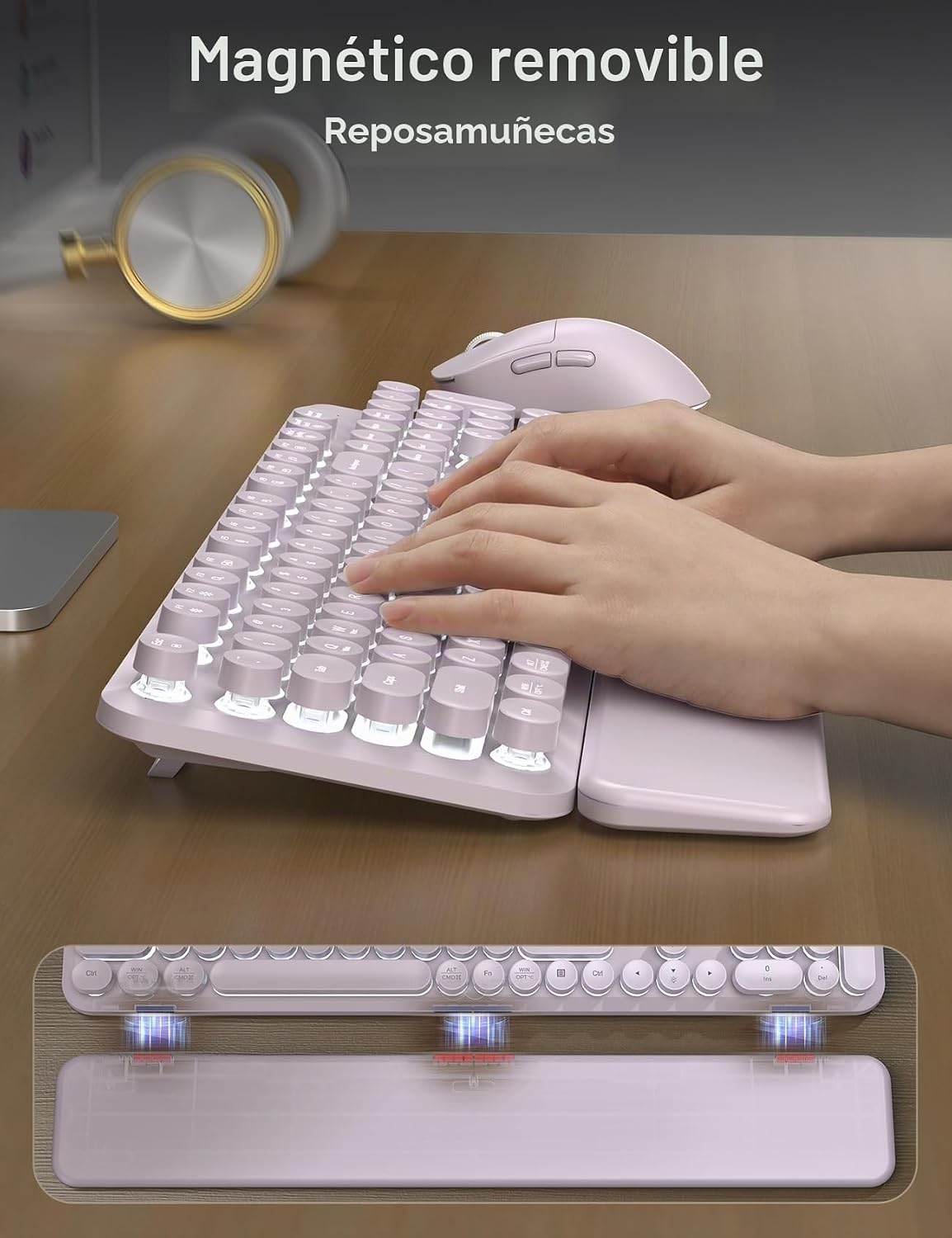 Teclado inalámbrico y mouse retroiluminados \u2013 Teclado de máqui...