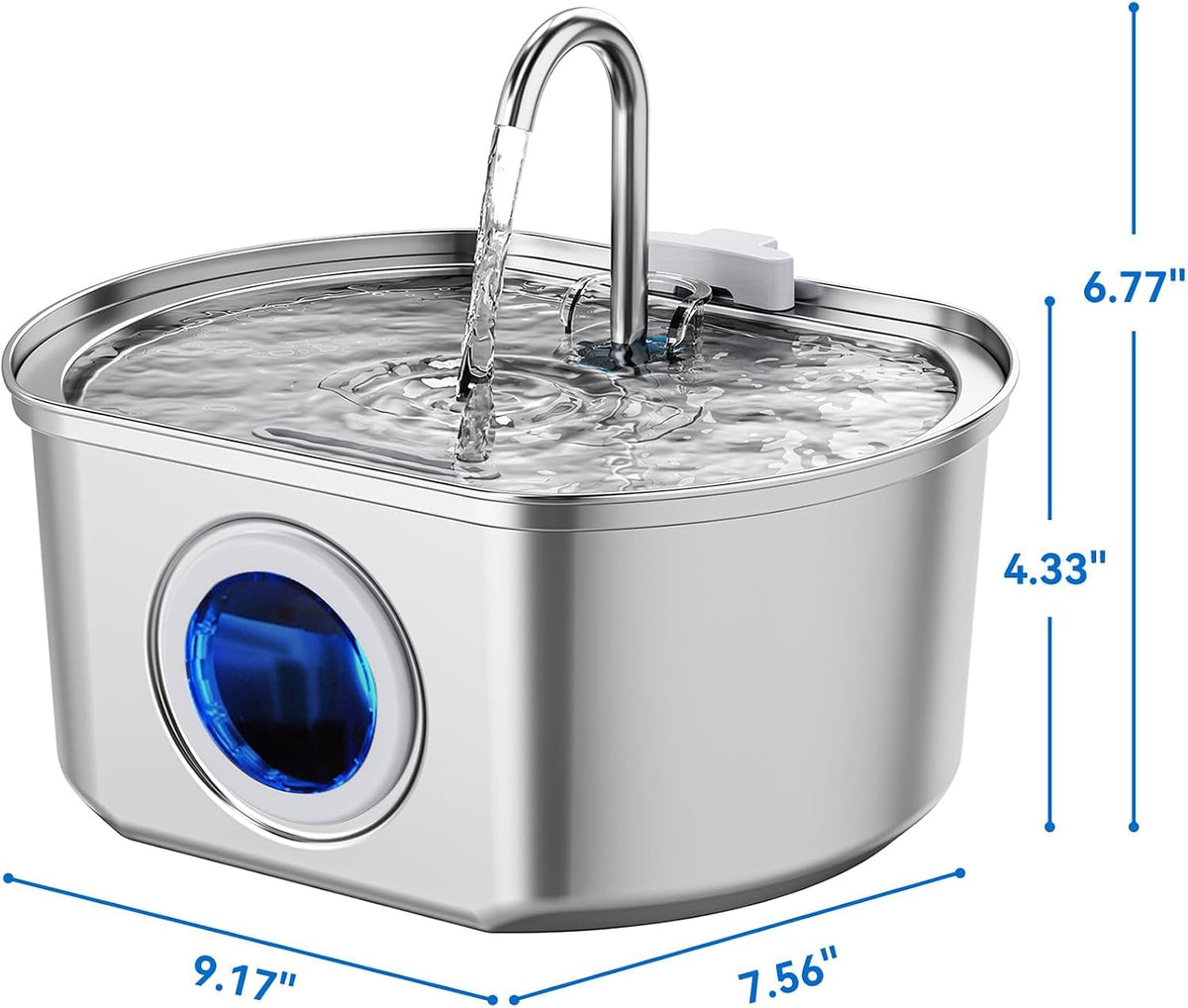 Fuente de agua para gatos de acero inoxidable: fuente de gato de 10...