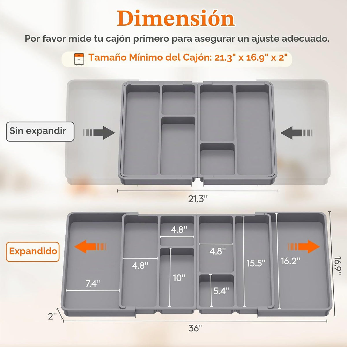 Lifewit Organizador de utensilios expandible para cajón de cocina,...