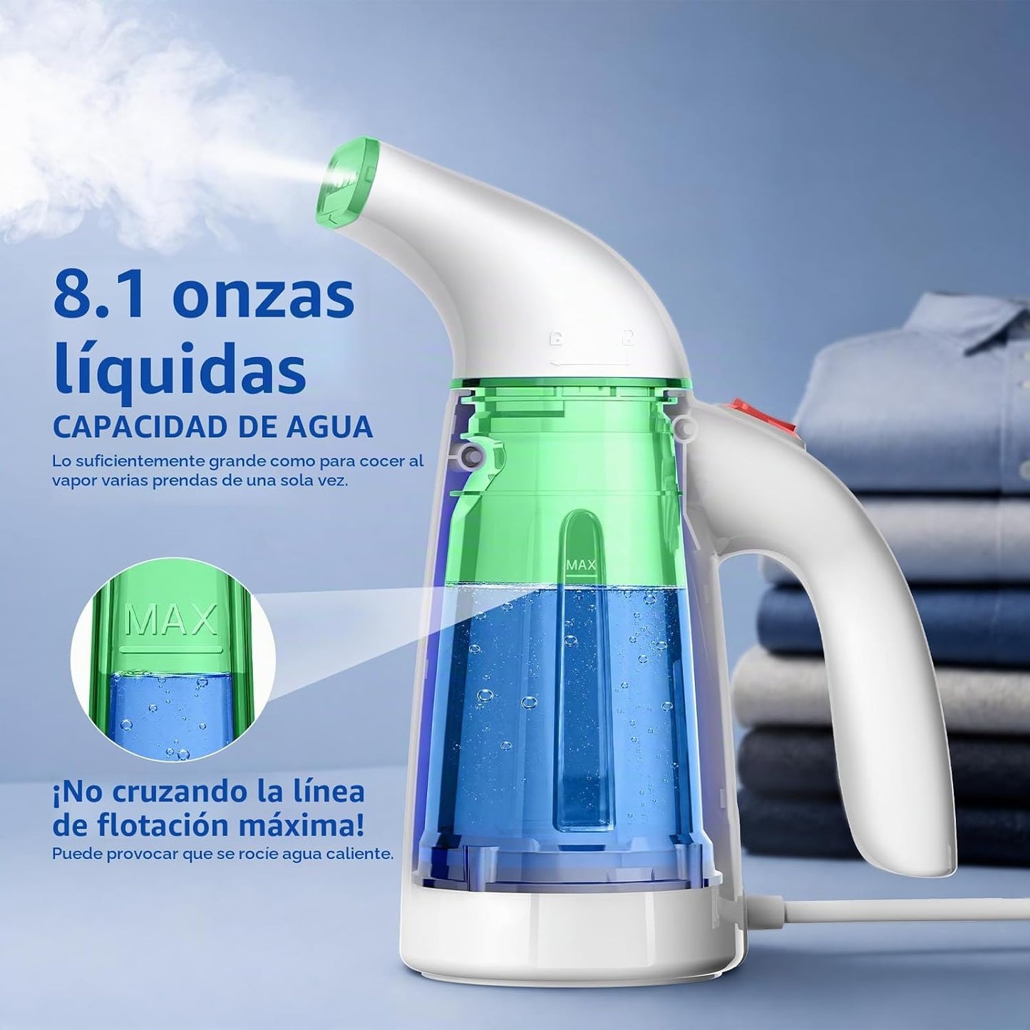 OGHom Vaporizador portátil para ropa, vaporizador portátil para rop...