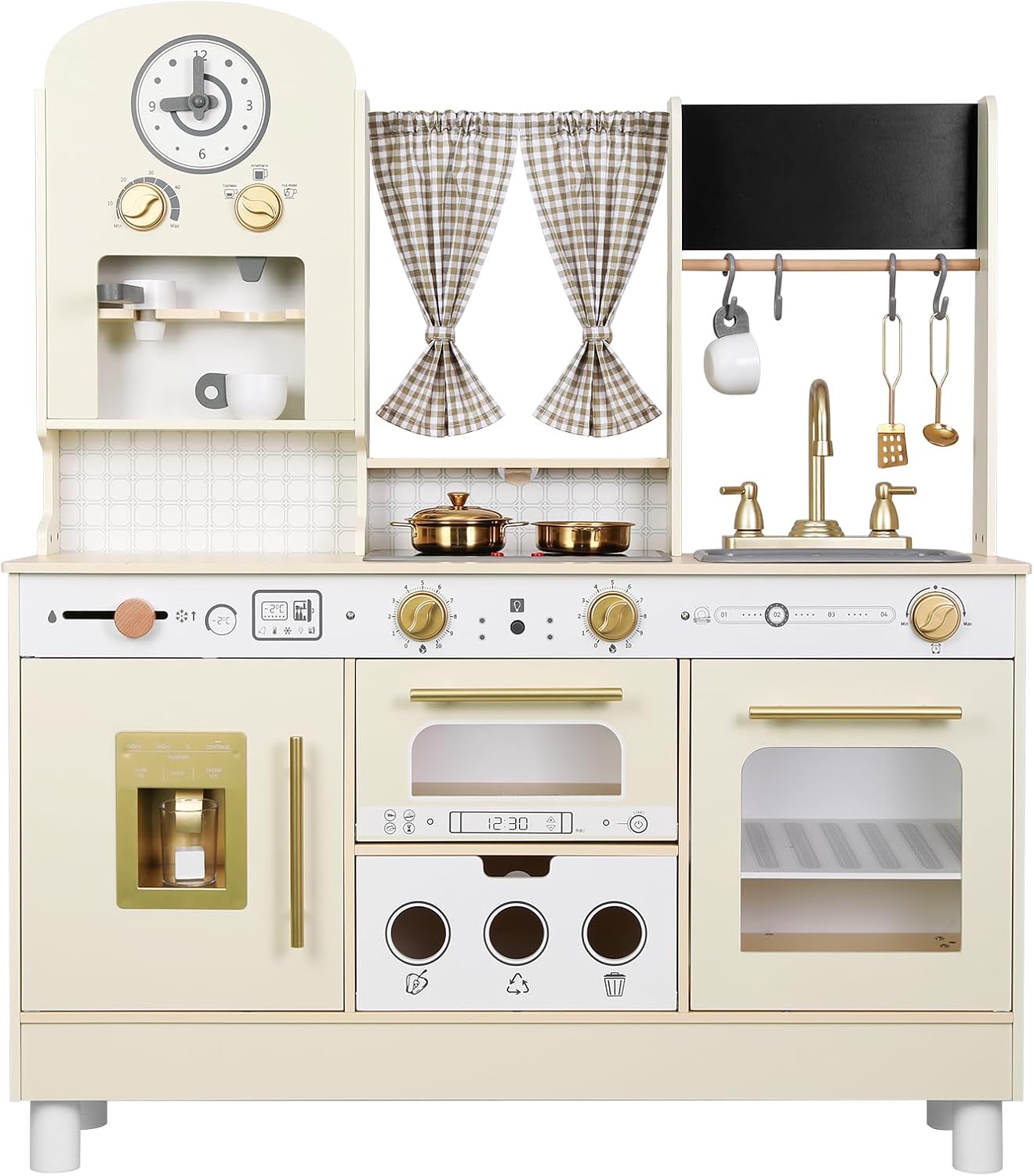 EDUBEBO Juego de cocina para niños, Cocina de madera para jugar, Al...