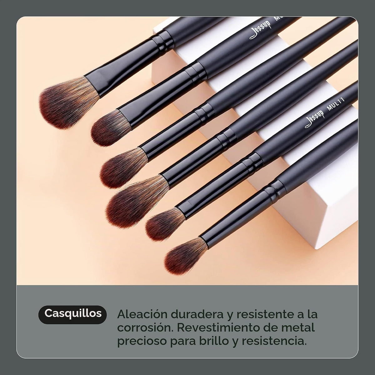 Jessup Juego de brochas de maquillaje veganas con corrector en polv...