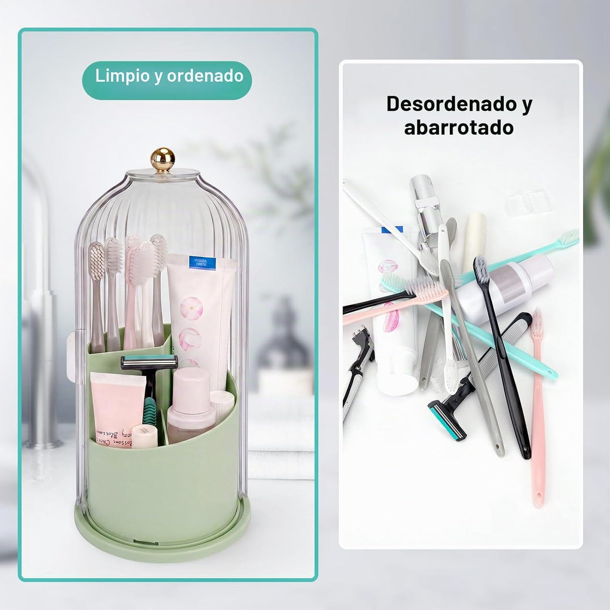 QIYVLOS Soportes para cepillo de dientes con tapa deslizante, organ...