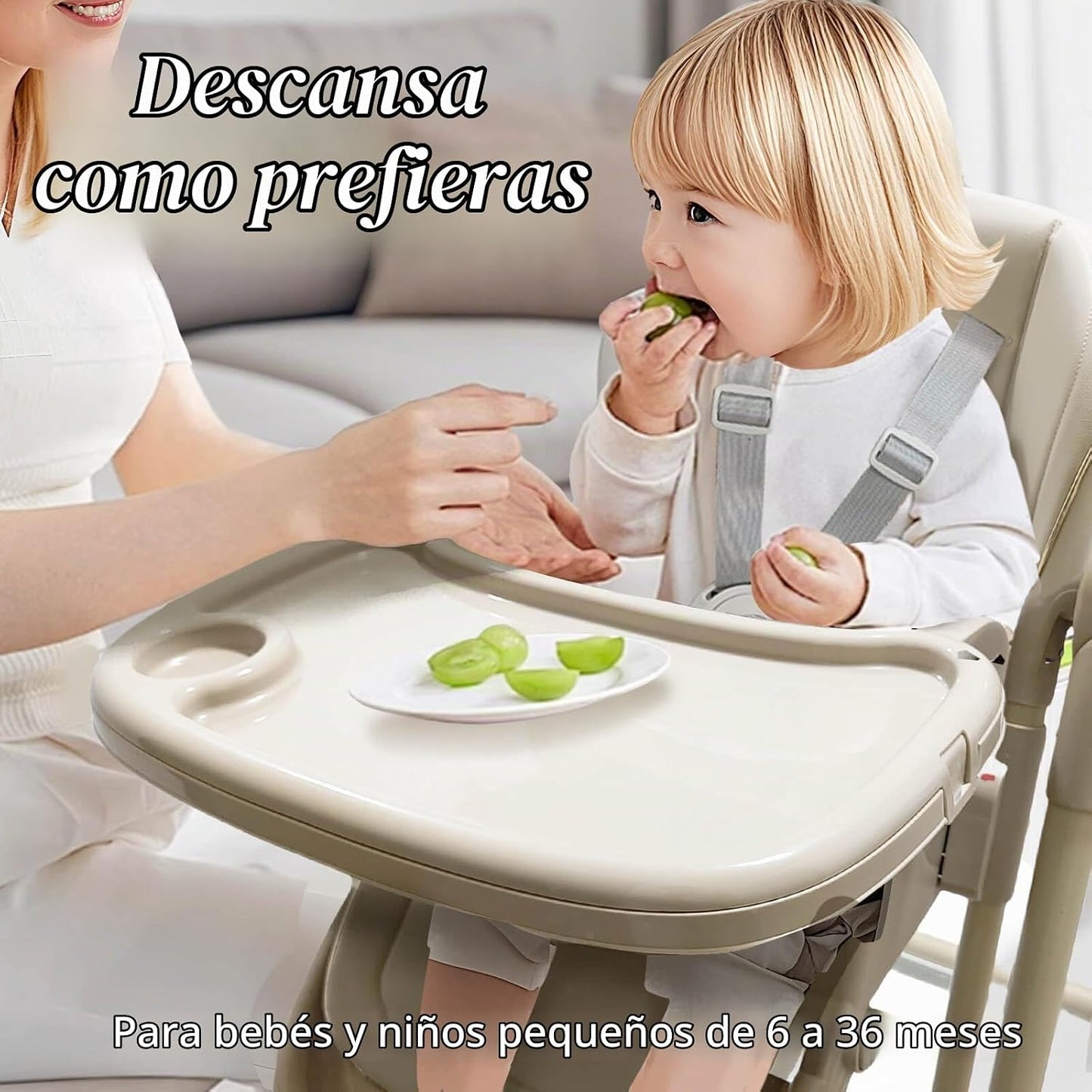 UMGOOGOO Trona Multifuncional Todo en 1 para Bebés con Balancín par...