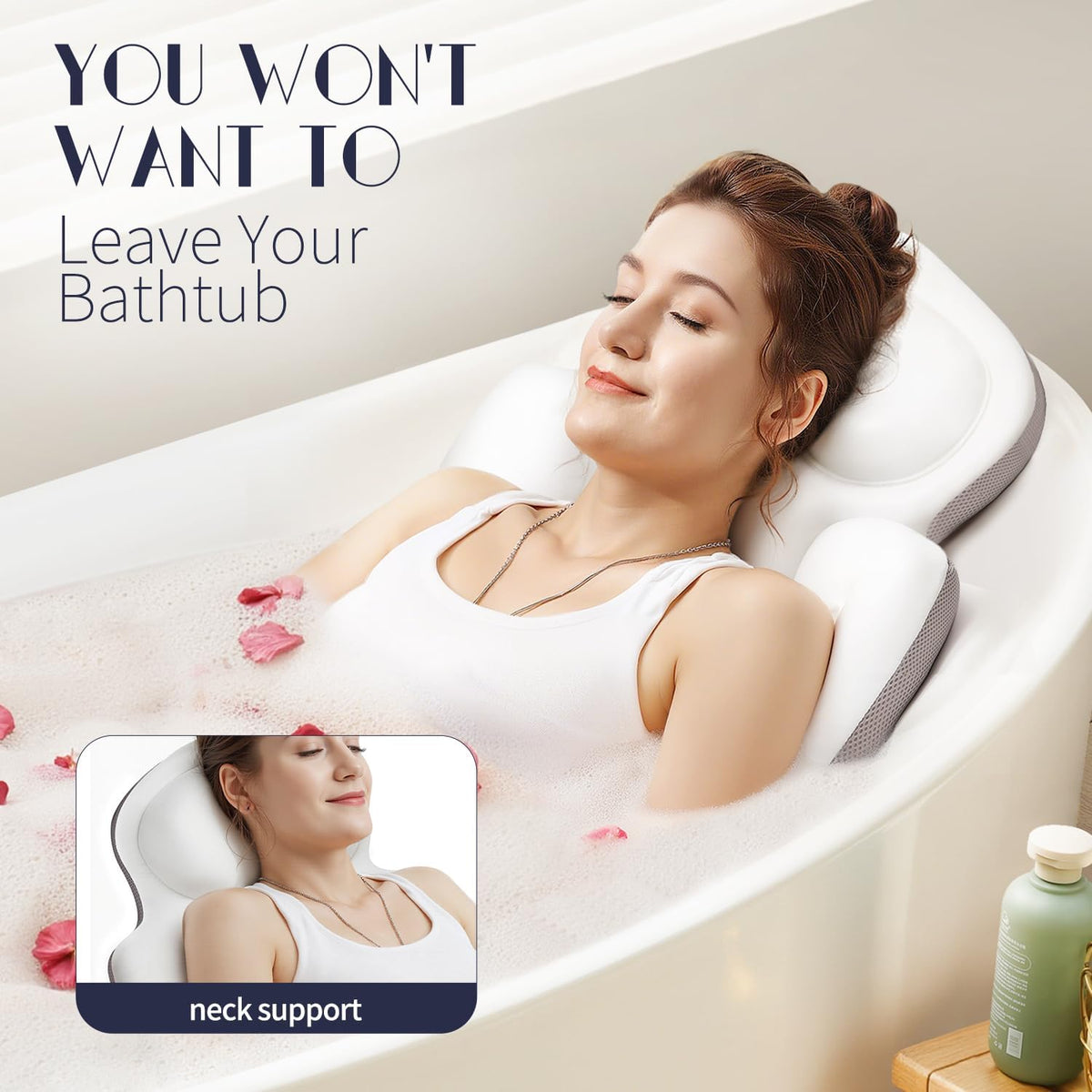 Almohada de baño de cuerpo completo para bañera, alfombrilla gruesa...