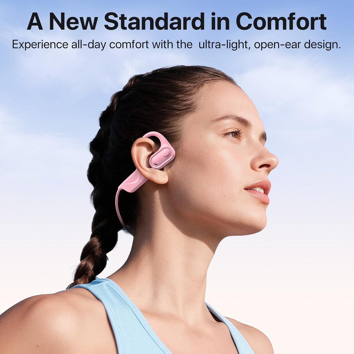 ZORIOXI Auriculares de oreja abierta con micrófono, auriculares Blu...
