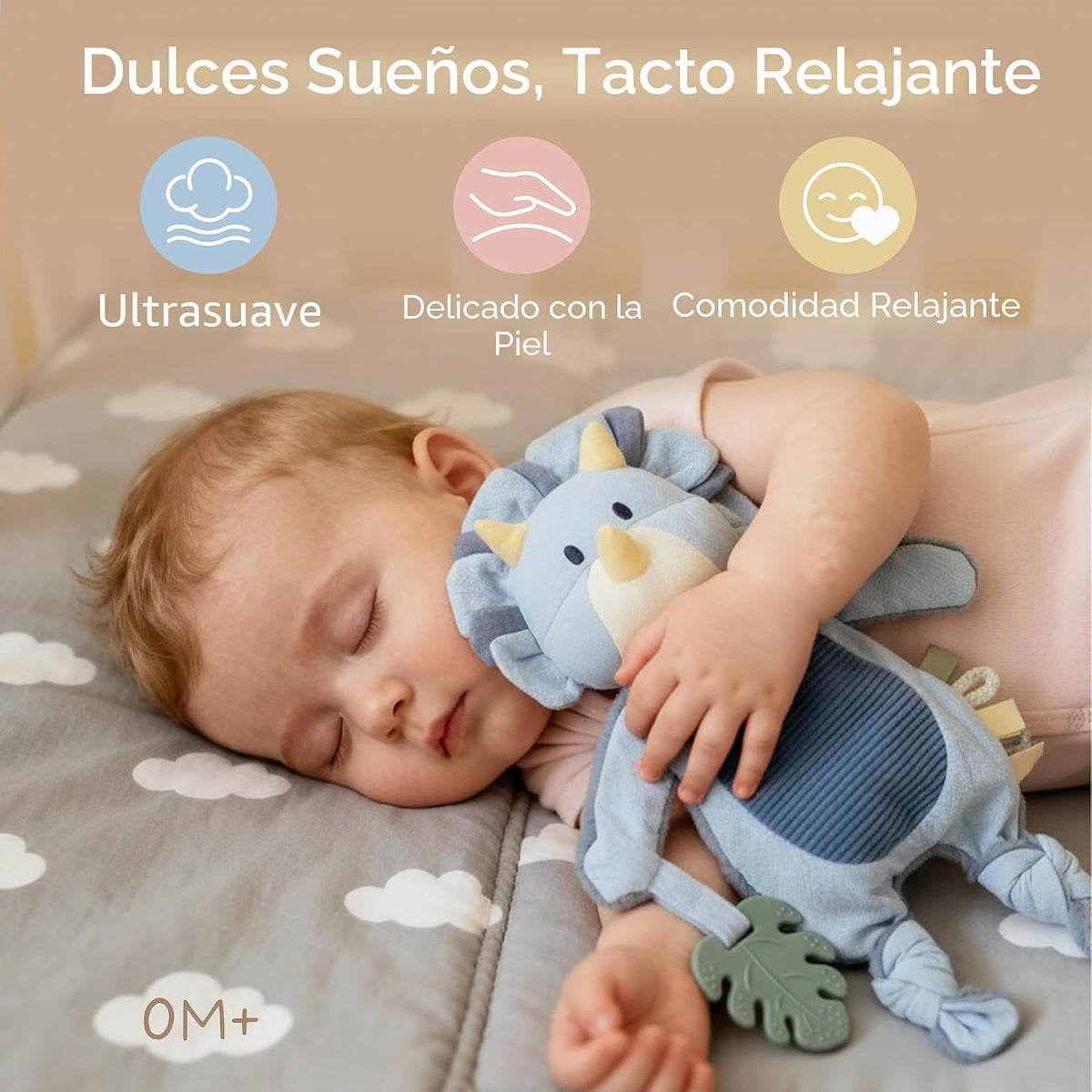 Moonkie Baby Lovey con mordedor de silicona, manta de seguridad de...