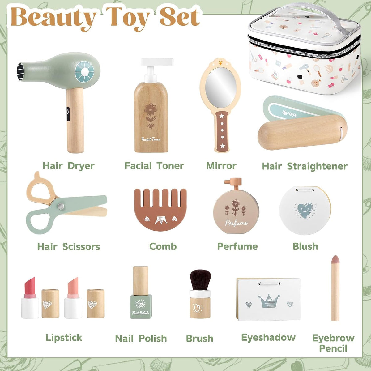 GAGAKU Juego de juguetes de maquillaje de madera para niños pequeño...