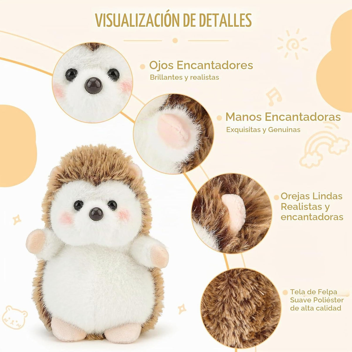 ABEARCAR - Linda figura de erizo de peluche suave, animales de pelu...