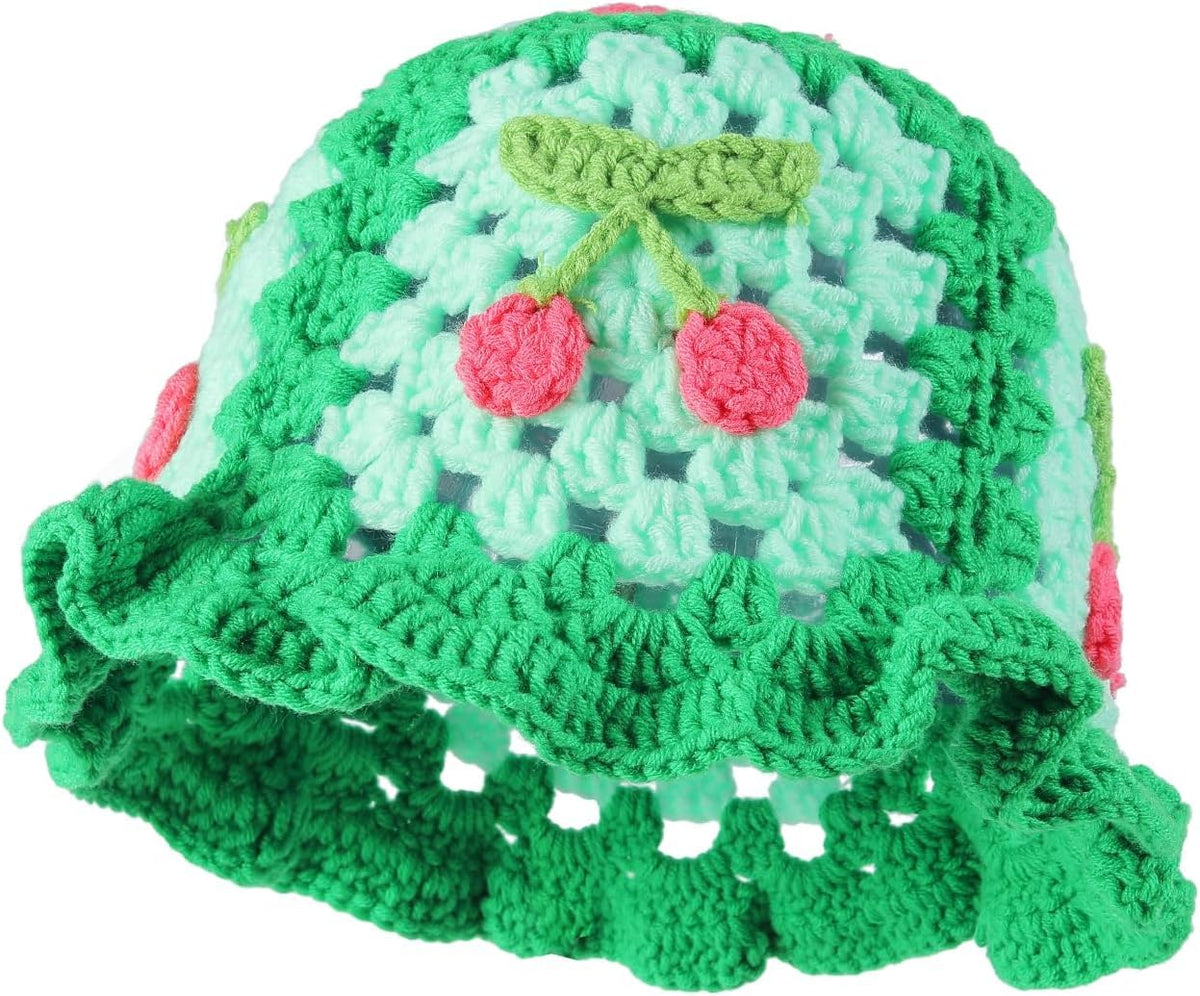 Fiewmay Sombrero de pescador de ganchillo para mujer, hecho a mano,...