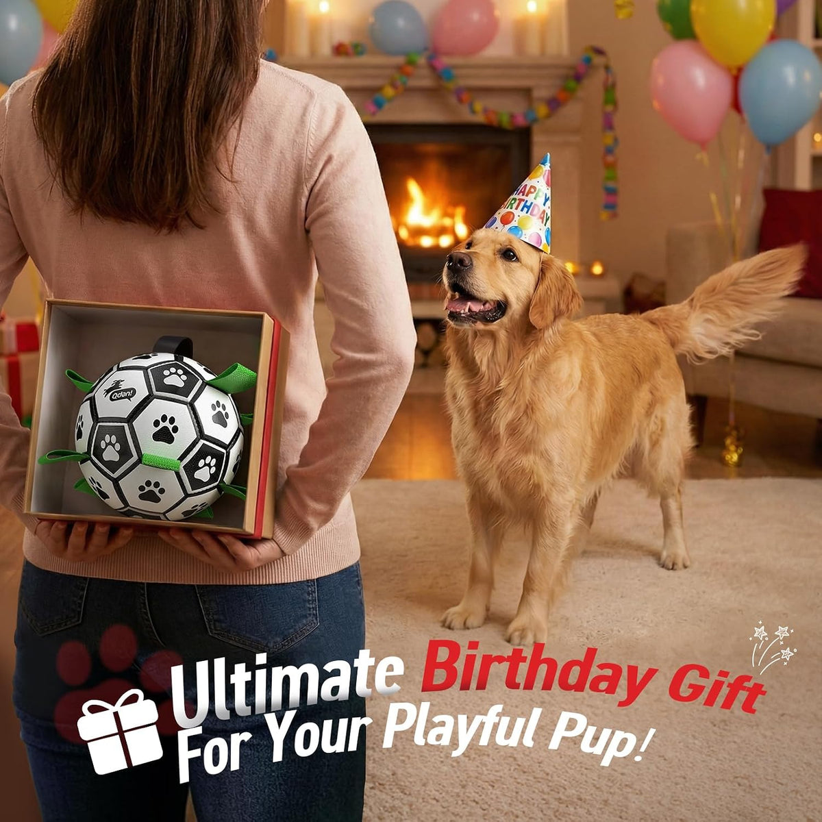 QDAN Dog Toys - Pelotas de fútbol para perros de 6 pulgadas con cor...